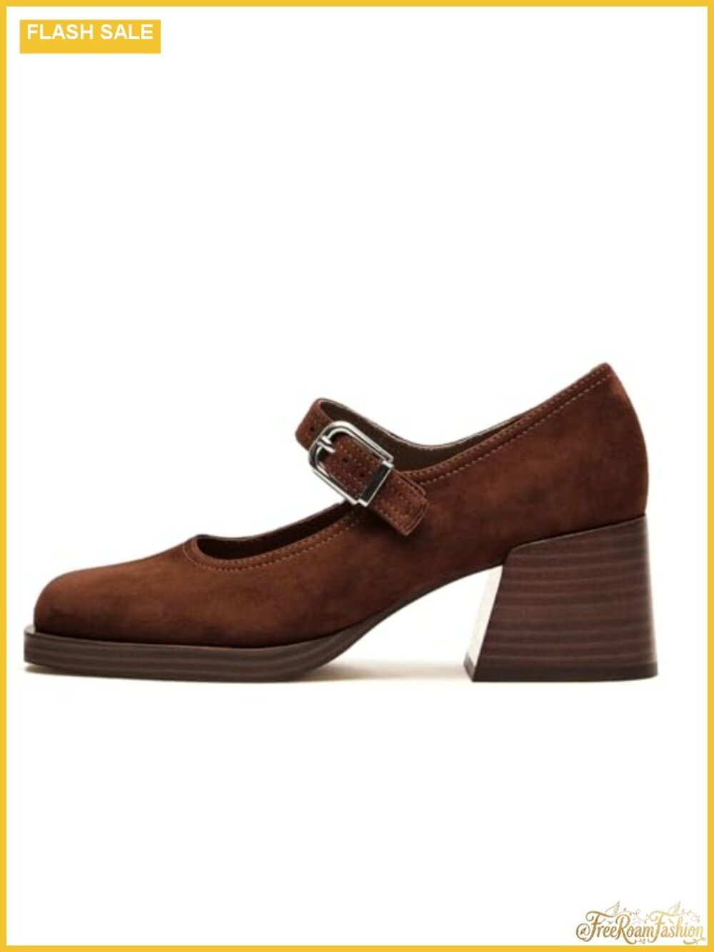 Mary Janes Heels Women Square Toe Platform Chunky Heel Loafers